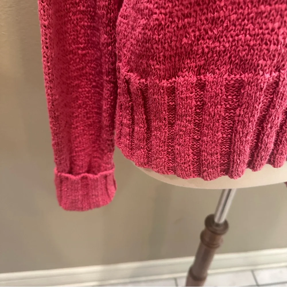 J. Crew Cozy Pink Knit Sweater Linen Cree Neck Top small
